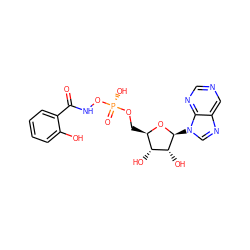 O=C(NO[P@@](=O)(O)OC[C@H]1O[C@@H](n2cnc3cncnc32)[C@H](O)[C@@H]1O)c1ccccc1O ZINC000040565971