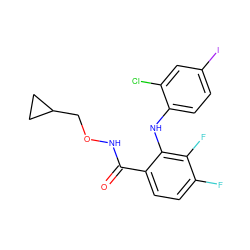 O=C(NOCC1CC1)c1ccc(F)c(F)c1Nc1ccc(I)cc1Cl ZINC000001489691