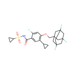 O=C(NS(=O)(=O)C1CC1)c1cc(C2CC2)c(OCC23CC4(F)CC(F)(CC(F)(C4)C2)C3)cc1F ZINC000216248564