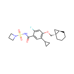 O=C(NS(=O)(=O)N1CCC1)c1cc(C2CC2)c(OC[C@@]23CCCC[C@@H]2C3)cc1F ZINC000216256824