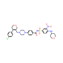 O=C(NS(=O)(=O)c1ccc(NC2CCOCC2)c([N+](=O)[O-])c1)c1ccc(N2CCN(CC3=C(c4ccc(Cl)cc4)CCOC3)CC2)cc1 ZINC000098208053