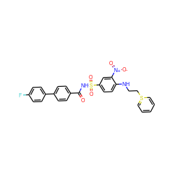 O=C(NS(=O)(=O)c1ccc(NCCS2=CC=CC=C2)c([N+](=O)[O-])c1)c1ccc(-c2ccc(F)cc2)cc1 ZINC000029042373