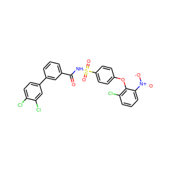 O=C(NS(=O)(=O)c1ccc(Oc2c(Cl)cccc2[N+](=O)[O-])cc1)c1cccc(-c2ccc(Cl)c(Cl)c2)c1 ZINC000072183314