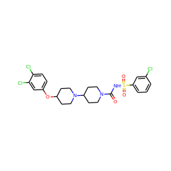 O=C(NS(=O)(=O)c1cccc(Cl)c1)N1CCC(N2CCC(Oc3ccc(Cl)c(Cl)c3)CC2)CC1 ZINC000095555808