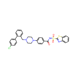 O=C(NS(=O)(=O)c1nc2ccccc2s1)c1ccc(N2CCN(Cc3ccccc3-c3ccc(Cl)cc3)CC2)cc1 ZINC000140042483