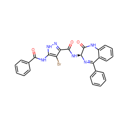 O=C(Nc1[nH]nc(C(=O)N[C@@H]2N=C(c3ccccc3)c3ccccc3NC2=O)c1Br)c1ccccc1 ZINC000028711979