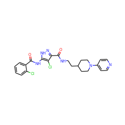 O=C(Nc1[nH]nc(C(=O)NCCC2CCN(c3ccncc3)CC2)c1Cl)c1ccccc1Cl ZINC000028711968