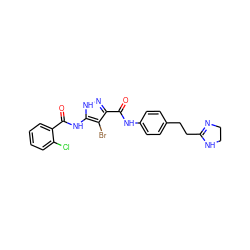 O=C(Nc1[nH]nc(C(=O)Nc2ccc(CCC3=NCCN3)cc2)c1Br)c1ccccc1Cl ZINC000028711944