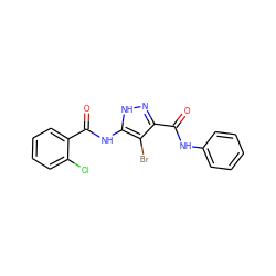 O=C(Nc1[nH]nc(C(=O)Nc2ccccc2)c1Br)c1ccccc1Cl ZINC000028711942