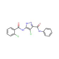 O=C(Nc1[nH]nc(C(=O)Nc2ccccc2)c1Cl)c1ccccc1Cl ZINC000028711972