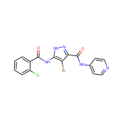 O=C(Nc1[nH]nc(C(=O)Nc2ccncc2)c1Br)c1ccccc1Cl ZINC000028711965