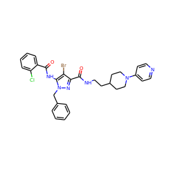 O=C(Nc1c(Br)c(C(=O)NCCC2CCN(c3ccncc3)CC2)nn1Cc1ccccc1)c1ccccc1Cl ZINC000028711999