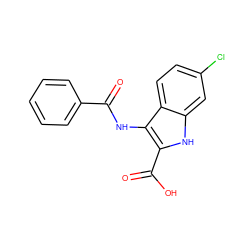 O=C(Nc1c(C(=O)O)[nH]c2cc(Cl)ccc12)c1ccccc1 ZINC000027521414