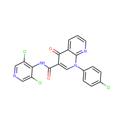 O=C(Nc1c(Cl)cncc1Cl)c1cn(-c2ccc(Cl)cc2)c2ncccc2c1=O ZINC000000582516