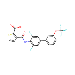 O=C(Nc1c(F)cc(-c2cccc(OC(F)(F)F)c2)cc1F)c1ccsc1C(=O)O ZINC000013681618