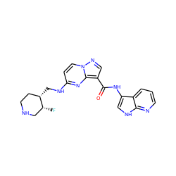 O=C(Nc1c[nH]c2ncccc12)c1cnn2ccc(NC[C@H]3CCNC[C@H]3F)nc12 ZINC000096270696