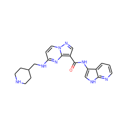 O=C(Nc1c[nH]c2ncccc12)c1cnn2ccc(NCC3CCNCC3)nc12 ZINC000096270703