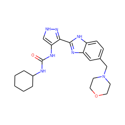 O=C(Nc1c[nH]nc1-c1nc2cc(CN3CCOCC3)ccc2[nH]1)NC1CCCCC1 ZINC000040974830