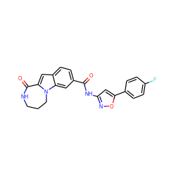 O=C(Nc1cc(-c2ccc(F)cc2)on1)c1ccc2cc3n(c2c1)CCCNC3=O ZINC000147713493