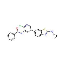 O=C(Nc1cc(-c2ccc3nc(NC4CC4)sc3c2)cnc1Cl)c1ccccc1 ZINC000474608449