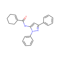 O=C(Nc1cc(-c2ccccc2)nn1-c1ccccc1)C1=CCCCC1 ZINC000013704454