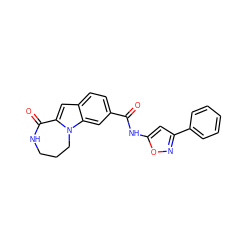 O=C(Nc1cc(-c2ccccc2)no1)c1ccc2cc3n(c2c1)CCCNC3=O ZINC000073220351