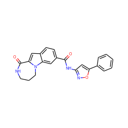 O=C(Nc1cc(-c2ccccc2)on1)c1ccc2cc3n(c2c1)CCCNC3=O ZINC000147735873