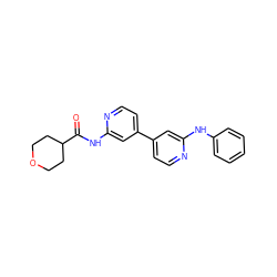 O=C(Nc1cc(-c2ccnc(Nc3ccccc3)c2)ccn1)C1CCOCC1 ZINC000028572100