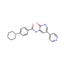 O=C(Nc1cc(-c2ccncc2)c[nH]c1=O)c1ccc(N2CCCCC2)cc1 ZINC000071316565