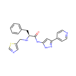 O=C(Nc1cc(-c2ccncc2)n[nH]1)[C@H](Cc1ccccc1)NCc1cncs1 ZINC000096284450