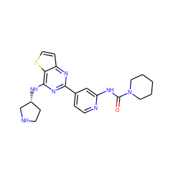 O=C(Nc1cc(-c2nc(N[C@@H]3CCNC3)c3sccc3n2)ccn1)N1CCCCC1 ZINC000223679214