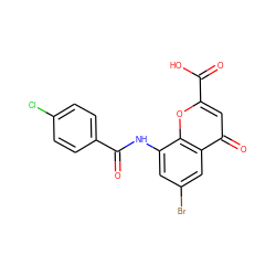 O=C(Nc1cc(Br)cc2c(=O)cc(C(=O)O)oc12)c1ccc(Cl)cc1 ZINC000096271892