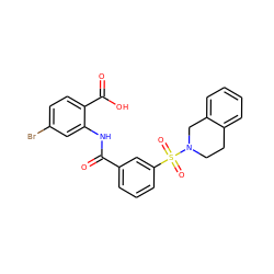 O=C(Nc1cc(Br)ccc1C(=O)O)c1cccc(S(=O)(=O)N2CCc3ccccc3C2)c1 ZINC000040943241