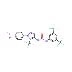 O=C(Nc1cc(C(F)(F)F)cc(C(F)(F)F)c1)Nc1cnn(-c2ccc([N+](=O)[O-])cc2)c1C(F)(F)F ZINC000002142749