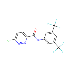 O=C(Nc1cc(C(F)(F)F)cc(C(F)(F)F)c1)c1ccc(Cl)nn1 ZINC000013814673