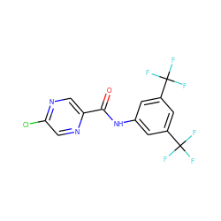 O=C(Nc1cc(C(F)(F)F)cc(C(F)(F)F)c1)c1cnc(Cl)cn1 ZINC000013814677