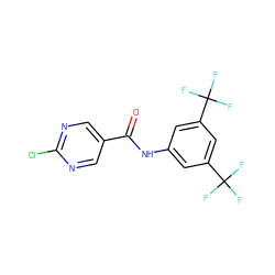 O=C(Nc1cc(C(F)(F)F)cc(C(F)(F)F)c1)c1cnc(Cl)nc1 ZINC000013814639