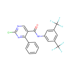 O=C(Nc1cc(C(F)(F)F)cc(C(F)(F)F)c1)c1cnc(Cl)nc1-c1ccccc1 ZINC000013814657