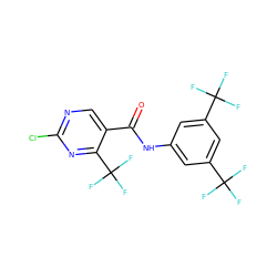 O=C(Nc1cc(C(F)(F)F)cc(C(F)(F)F)c1)c1cnc(Cl)nc1C(F)(F)F ZINC000014299868