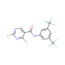 O=C(Nc1cc(C(F)(F)F)cc(C(F)(F)F)c1)c1cnc(Cl)nc1Cl ZINC000013814654