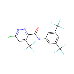 O=C(Nc1cc(C(F)(F)F)cc(C(F)(F)F)c1)c1nnc(Cl)cc1C(F)(F)F ZINC000036178867