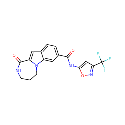 O=C(Nc1cc(C(F)(F)F)no1)c1ccc2cc3n(c2c1)CCCNC3=O ZINC000147716462