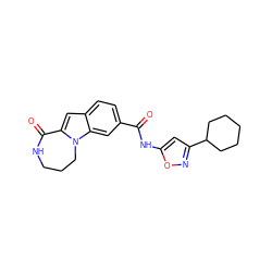 O=C(Nc1cc(C2CCCCC2)no1)c1ccc2cc3n(c2c1)CCCNC3=O ZINC000147826491