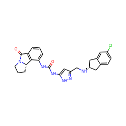 O=C(Nc1cc(CN[C@H]2Cc3ccc(Cl)cc3C2)n[nH]1)Nc1cccc2c1[C@@H]1CCCN1C2=O ZINC000027523312