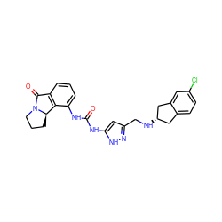 O=C(Nc1cc(CN[C@H]2Cc3ccc(Cl)cc3C2)n[nH]1)Nc1cccc2c1[C@H]1CCCN1C2=O ZINC000013471132