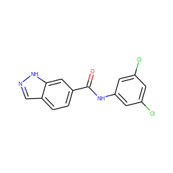 O=C(Nc1cc(Cl)cc(Cl)c1)c1ccc2cn[nH]c2c1 ZINC000060393753