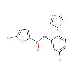 O=C(Nc1cc(Cl)ccc1-n1cncn1)c1ccc(Br)o1 ZINC000024766408