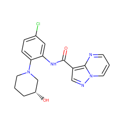 O=C(Nc1cc(Cl)ccc1N1CCC[C@@H](O)C1)c1cnn2cccnc12 ZINC000113654069