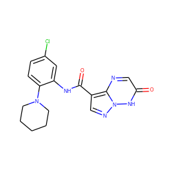 O=C(Nc1cc(Cl)ccc1N1CCCCC1)c1cnn2[nH]c(=O)cnc12 ZINC001772613978