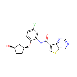 O=C(Nc1cc(Cl)ccc1O[C@H]1CC[C@@H](O)C1)c1csc2cncnc12 ZINC000113652736